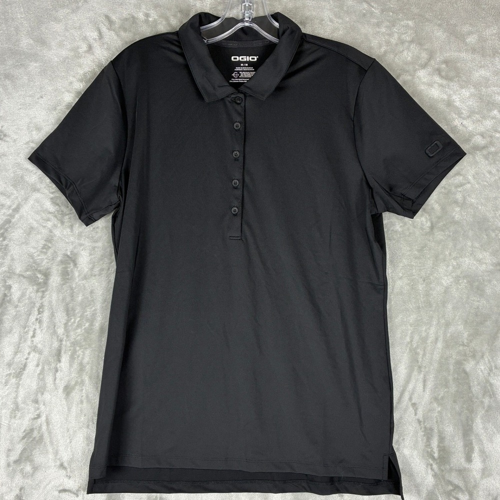 OGIO Mens Black Performance Short Sleeve Polo Shirt Recycled Stretch Medium